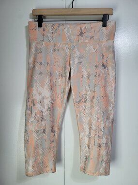 ALO Capri Cropped Legging Snake Print Peach Silver SZ M